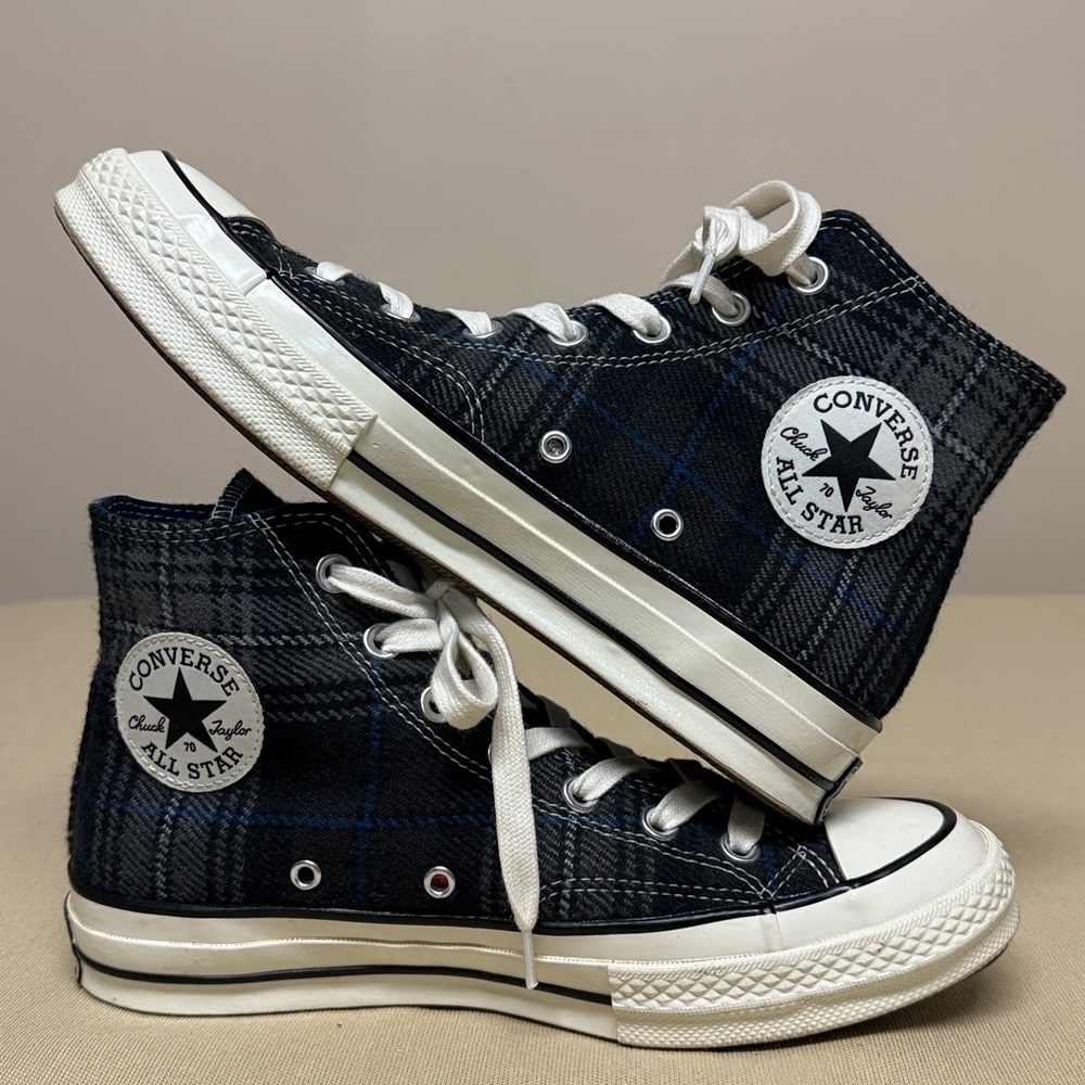 Converse Chuck Taylor All Star 70 Hi top 'Plaid Pack black gray blue white RARE - Picture 4 of 9